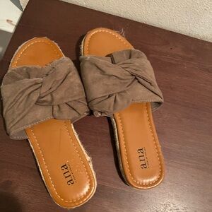 a.n.a Tan Knotted Slide Sandals